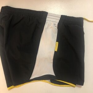 Nike Dri Fit Running Shorts Womens XS Black Yellow Athletic